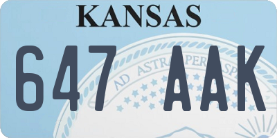 KS license plate 647AAK