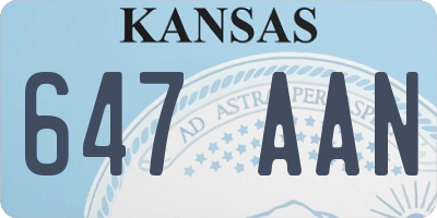 KS license plate 647AAN