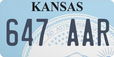 KS license plate 647AAR