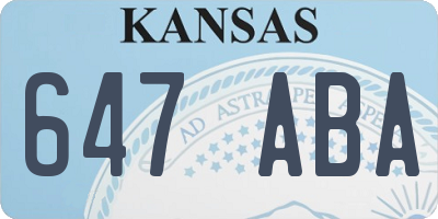 KS license plate 647ABA