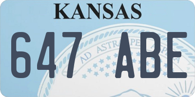 KS license plate 647ABE