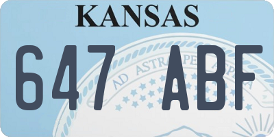 KS license plate 647ABF