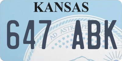 KS license plate 647ABK