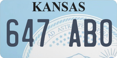 KS license plate 647ABO