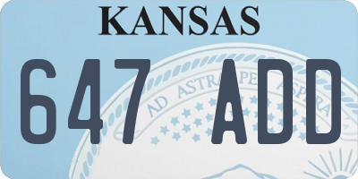 KS license plate 647ADD