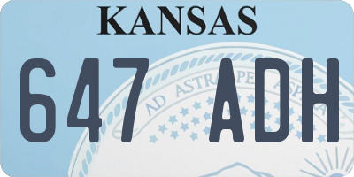 KS license plate 647ADH