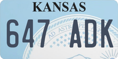 KS license plate 647ADK