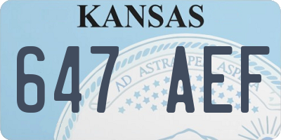 KS license plate 647AEF