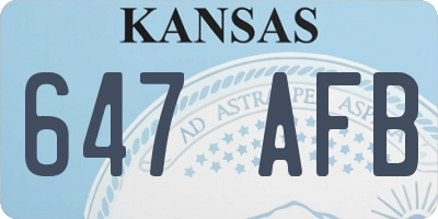 KS license plate 647AFB