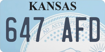 KS license plate 647AFD