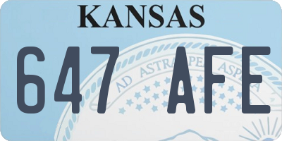 KS license plate 647AFE