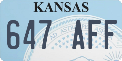 KS license plate 647AFF
