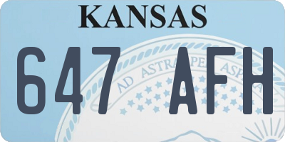 KS license plate 647AFH
