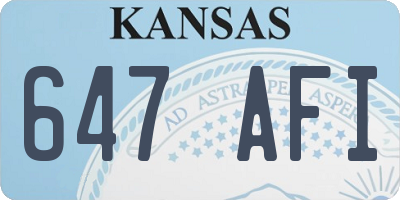 KS license plate 647AFI