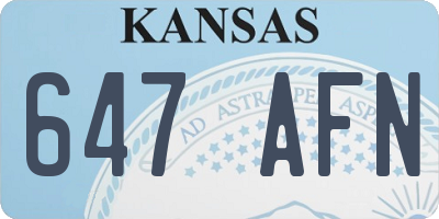 KS license plate 647AFN