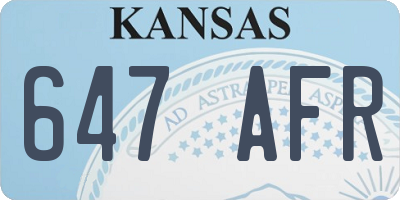 KS license plate 647AFR