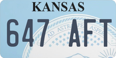 KS license plate 647AFT