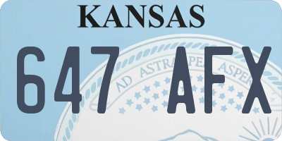 KS license plate 647AFX