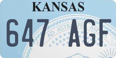 KS license plate 647AGF