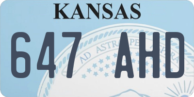 KS license plate 647AHD