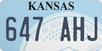 KS license plate 647AHJ