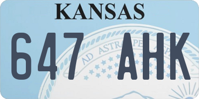 KS license plate 647AHK