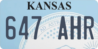 KS license plate 647AHR