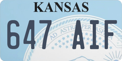 KS license plate 647AIF