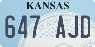 KS license plate 647AJD
