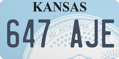 KS license plate 647AJE