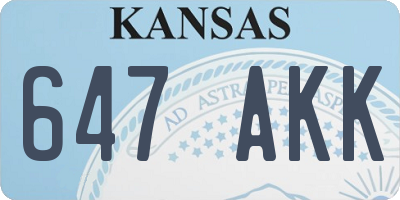 KS license plate 647AKK