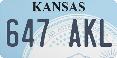 KS license plate 647AKL