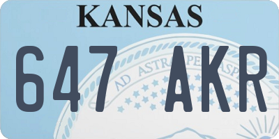 KS license plate 647AKR