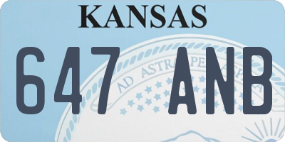 KS license plate 647ANB