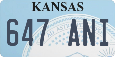 KS license plate 647ANI
