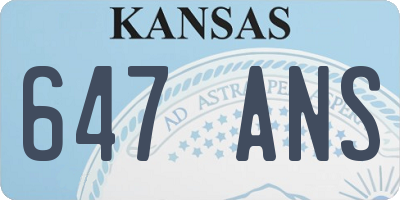 KS license plate 647ANS