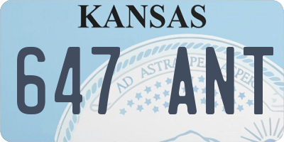 KS license plate 647ANT