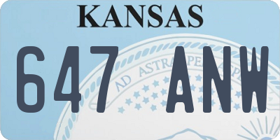 KS license plate 647ANW