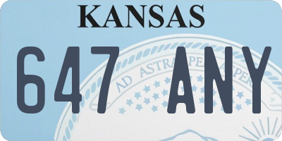 KS license plate 647ANY