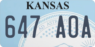 KS license plate 647AOA