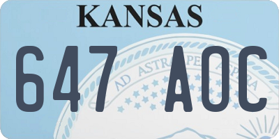 KS license plate 647AOC