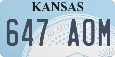 KS license plate 647AOM
