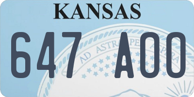 KS license plate 647AOO