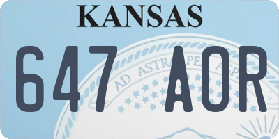 KS license plate 647AOR