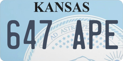 KS license plate 647APE