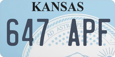 KS license plate 647APF