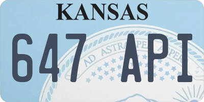 KS license plate 647API