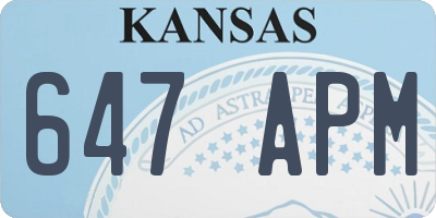 KS license plate 647APM