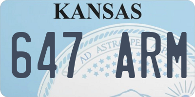 KS license plate 647ARM