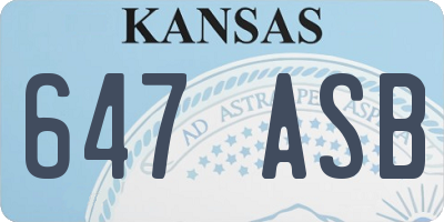 KS license plate 647ASB